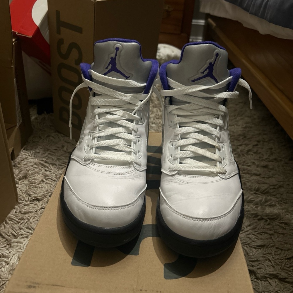 Nike White and Purple Men's Sneakers